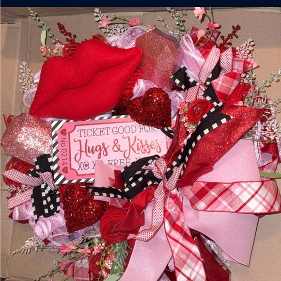 Valentine's Day Wreath with Red and Pink Accents